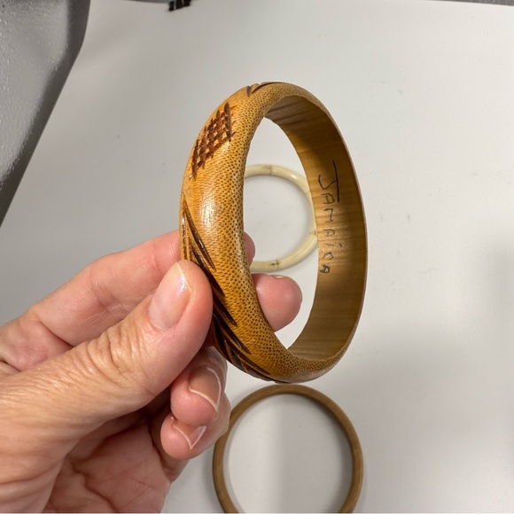 4 vintage bangle bracelets neutral earth tones, perfect for stacking - Picture 5 of 5